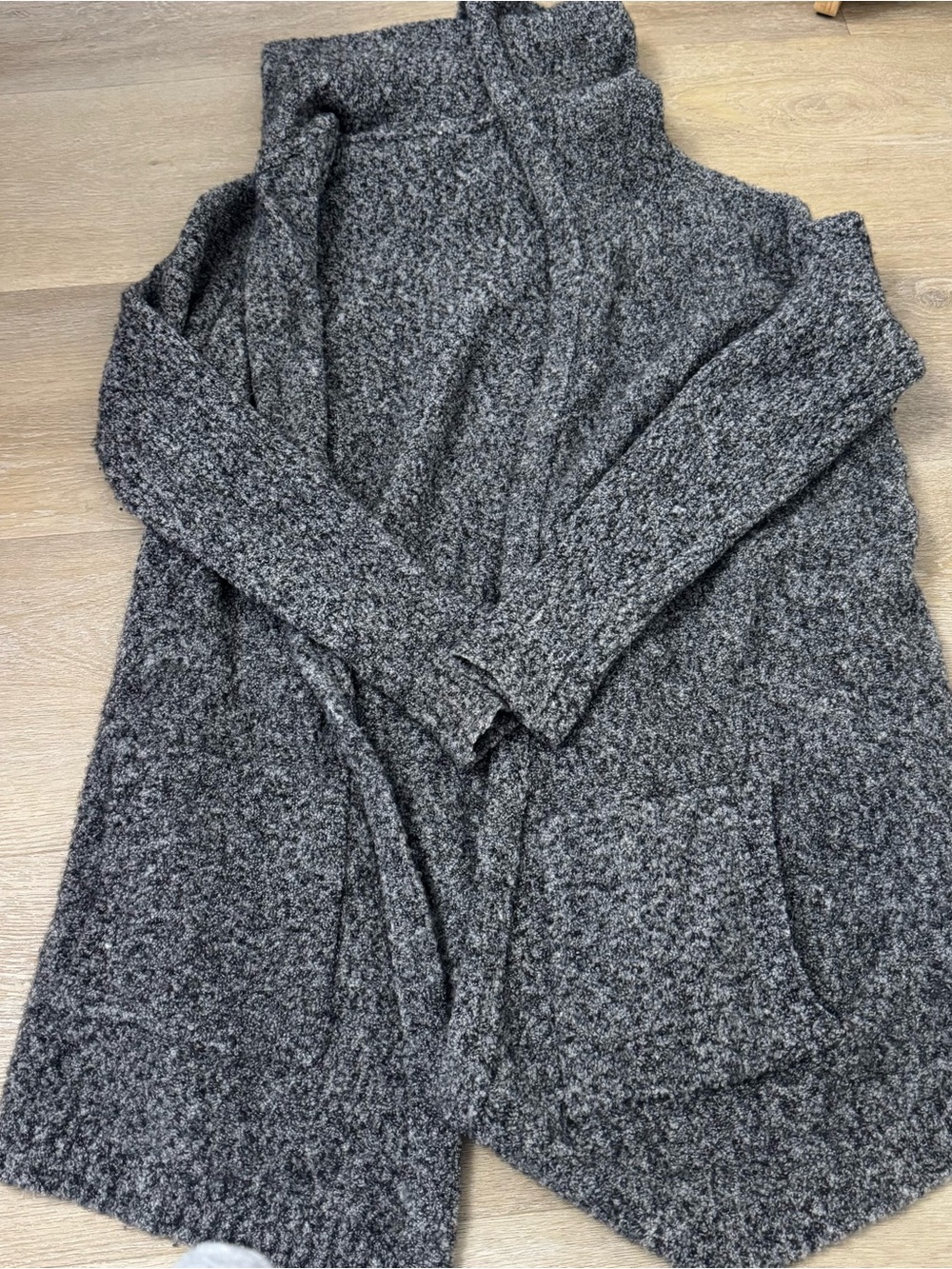 Athleta Charcoal Gray Merino Wool Open-Front Knit Cardigan